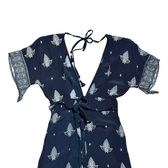 Faithfull the Brand Navy Blue & White Tuula Maxi Dress US 4 - Picture 6 of 9